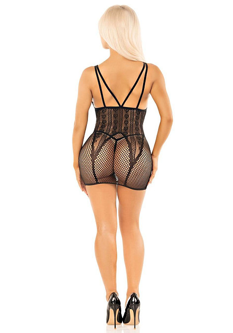 Бодистокинг Leg Avenue Heart Net Mini Dress One Size Black Sex Aura Киев - изображение 4
