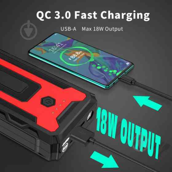 УМБ пуско-зарядна станція Choetech, струм до 2000A, 16000mAh 20W QC 3.0 USB-C + USB2.0 (TC0009) Киев