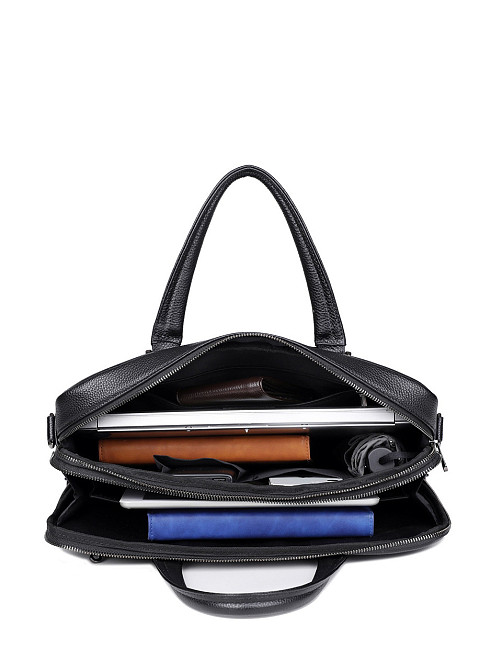 Чоловічий портфель для ноутбука Tiding Bag (38 х 28 х 9 см) з натуральної шкіри Чорний Київ - фото 12