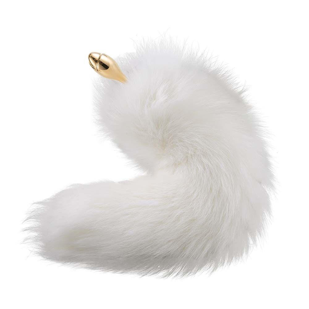 Металлическая анальная пробка Лисий хвост LOCKINK SEVANDA White Fox-Tail Anal Rose-shape Plug Sex Aura Киев - изображение 3