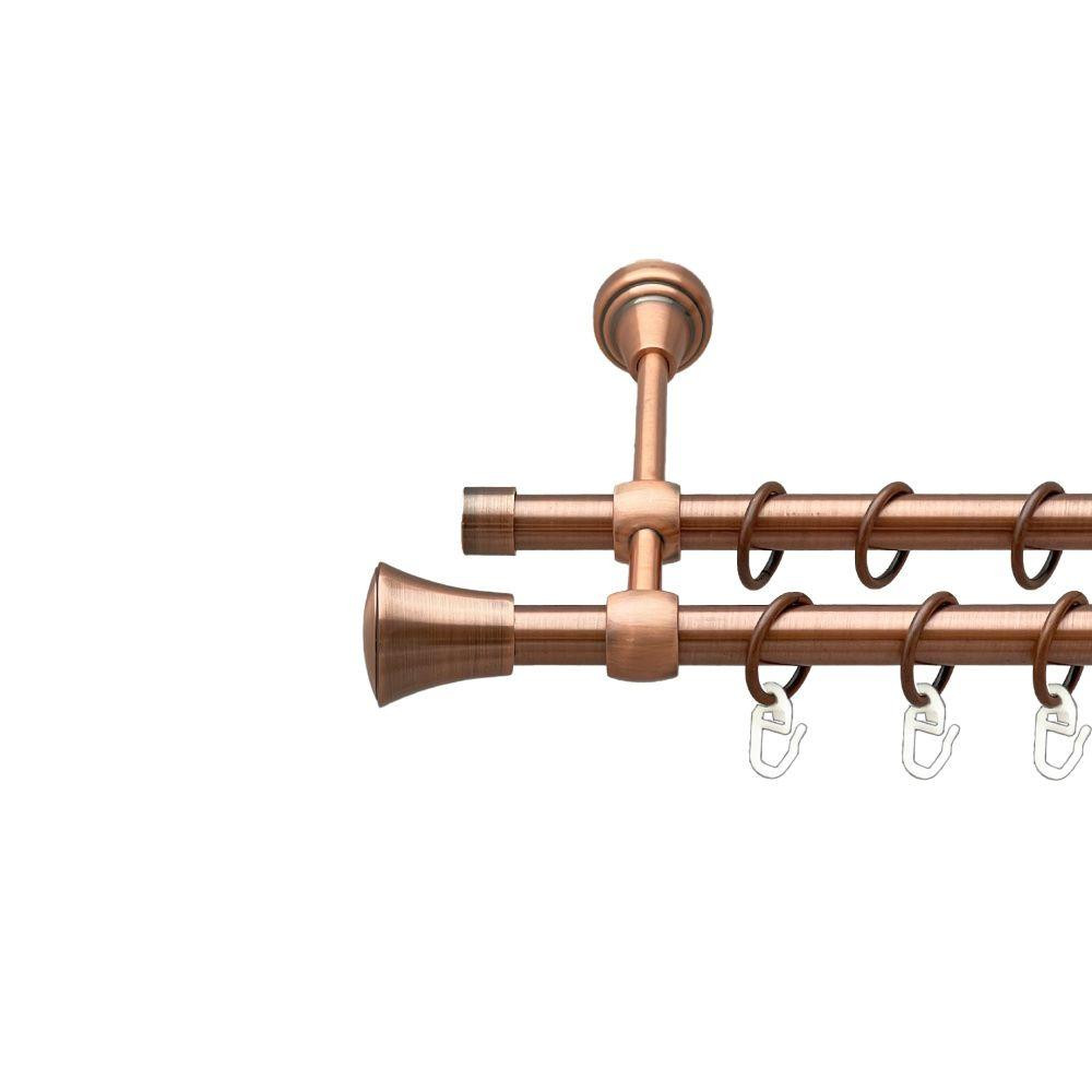 Карниз Orvit Принц металевий дворядний литий гладка труба кільце металеве Мідь 16\16 мм 140 см (00-00019679) Львов - изображение 1