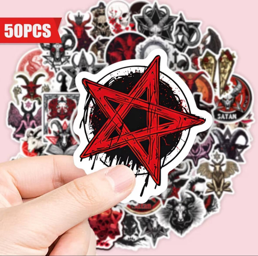 Набір водостійких стікерів готика з пентаграмами та символами, 50 шт Київ - фото 3