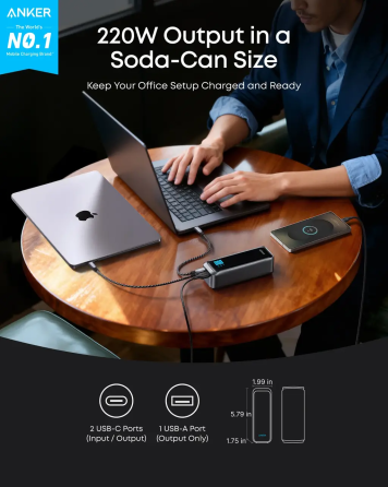 Зовнішній акумулятор Anker Prime Power Bank 20000 мА·год 220W, PD 140W, 3 порти, дисплей, швидка зарядка Київ