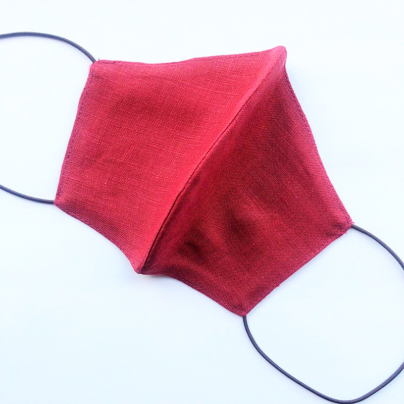 Маска захисна багаторазова зі 100% ЛЬОНУ Розмір M (Бордовий) Суми - фото 2