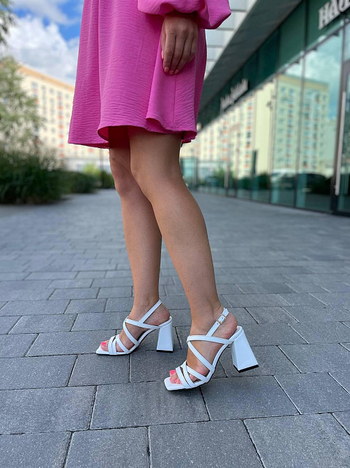 Crisma Босоніжки жіночі білі CRISMA 0502, натуральна шкіра / Зручні босоніжки на підборах р. 36 Коломыя - изображение 2