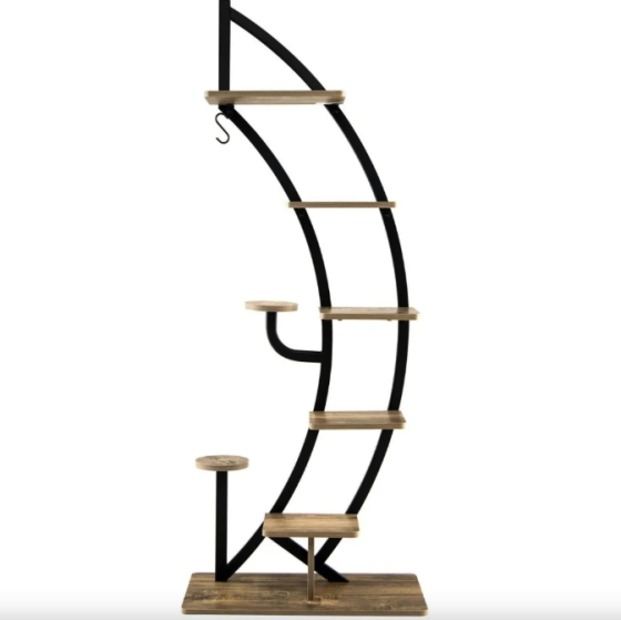 Стелаж для квітів Costway Ruta у формі півмісяця коричневий Київ