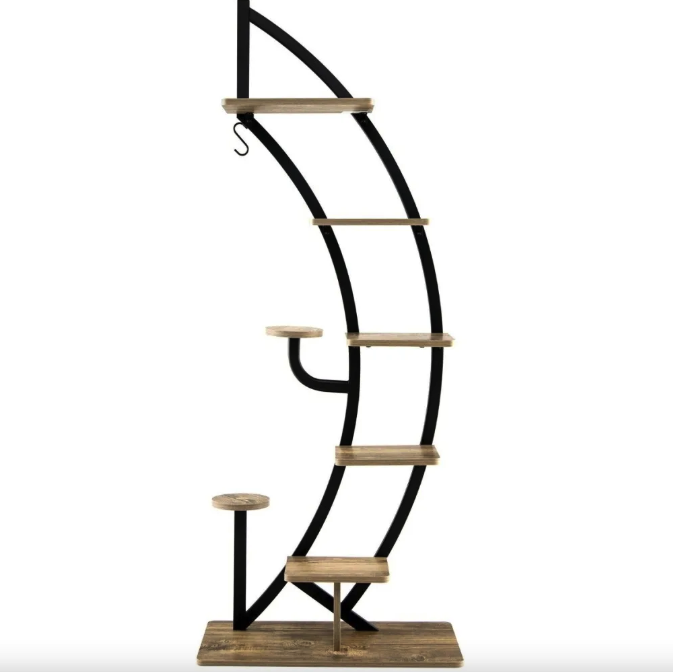 Стелаж для квітів Costway Ruta у формі півмісяця коричневий Київ - фото 4