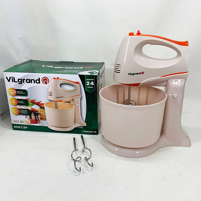 Хороший побутовий тістоміс ViLgrand VHM3017B 300 Вт, Міксер для приготування тіста та кремів CA-97 Київ - фото 5