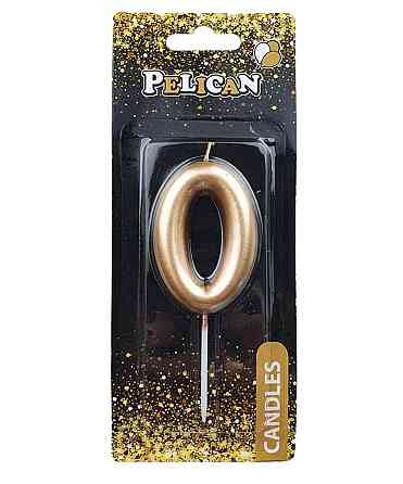 Свічка для торта 0 ЗОЛОТО 6см. 866010 ТМ PELICAN Київ