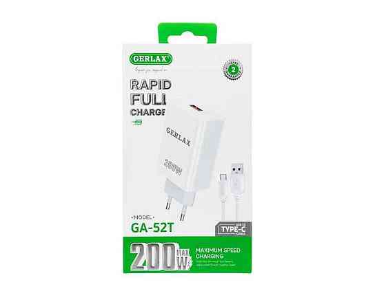 Мережевий зарядний пристрій Type-C GA-52T 1USB (200W super flash charging Vivo) білий 1м ТМ GERLAX Київ