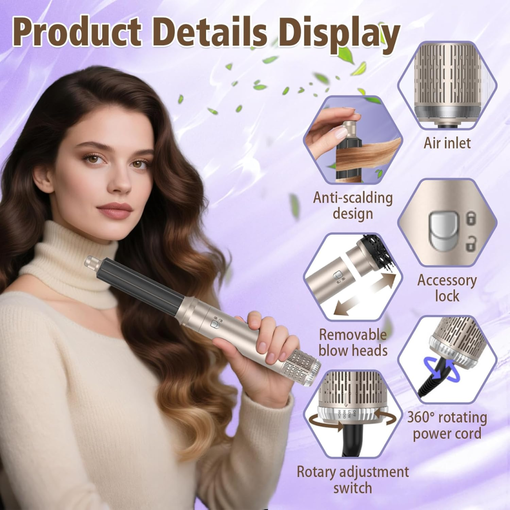 Мультистайлер 6-в-1 Magic Styler Air Brush: фен-щітка з ефектом Coanda, іонізація, 1000 Вт — для об'єму та локонів Київ - фото 7