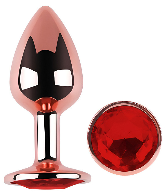 Анальная пробка с кристаллом EGZO - Rose Gold Round Plug Red size M Sex Aura Киев - изображение 2