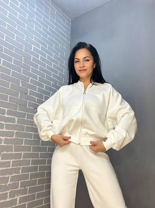 Костюм женский Quzen 472-472 пилот молния брюки палаццо широкие флис белый, белый, S Киев - изображение 8