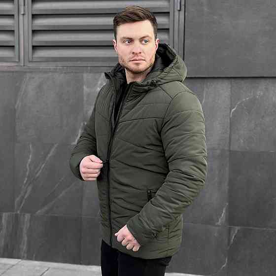 Зимняя куртка мужская теплая с капюшоном короткая Frost Pobedov Winter Jacket Dzen хаки M Одесса