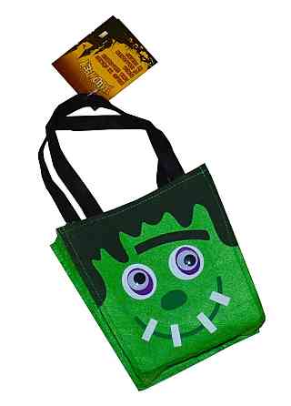 Сумка з фетру Франкенштейн для цукерок на Хелловін 20х20,5см зелена Київ