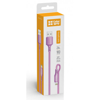 Дата кабель USB 2.0 AM to Lightning 1.0m soft silicone violet ColorWay (CW-CBUL044-PU) Винница - изображение 2