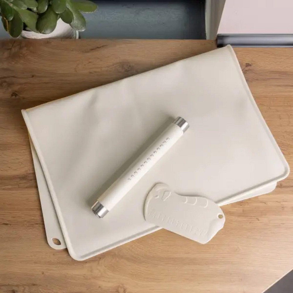 Силіконовий коврик з качалкою для тіста Бежевий Київ - фото 8