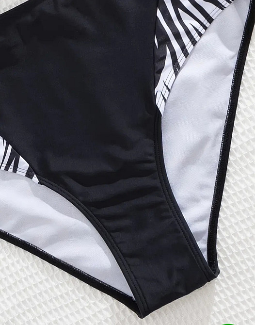 Роздільний купальник великого розміру жіночий леопардовий чорно-білий 1XL Київ - фото 5