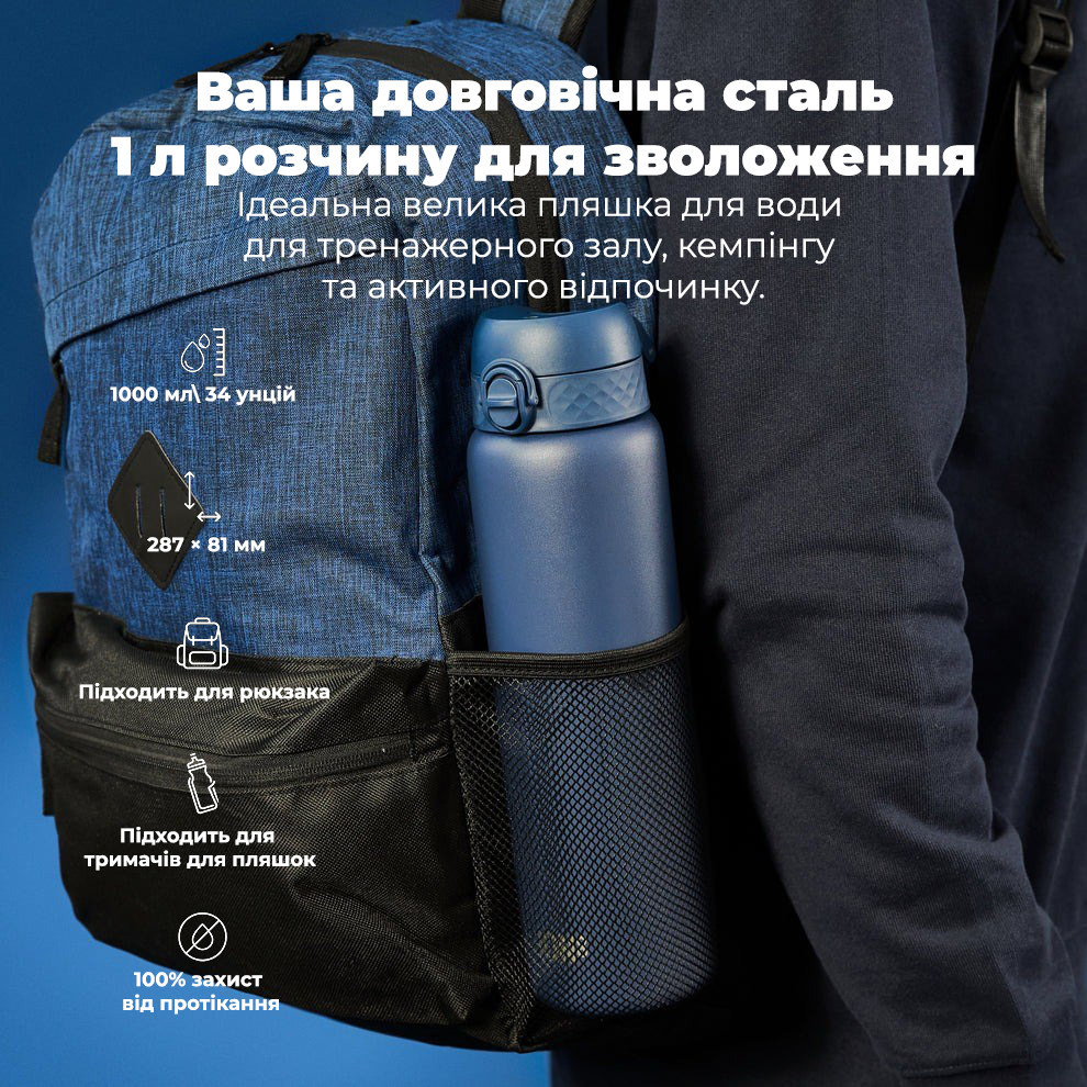 Пляшка для води металева вакуумна ION8 920 мл. Vacuum Insulated, Ash Navy Кам'янське - фото 9