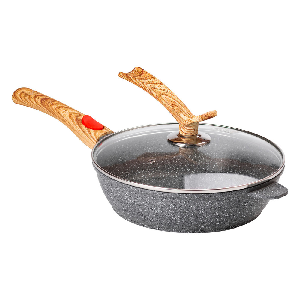 Алюмінієва глибока сковорода (2,8 л) зі скляною кришкою Ø 26 см сіра MGC HP-4-464G Коломия - фото 1