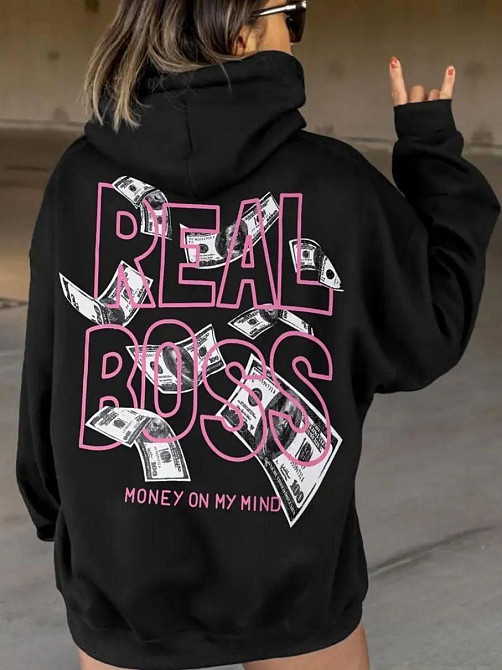 Женское стильное оверсайз худи с принтом тринитка на флисе Одесса - изображение 6