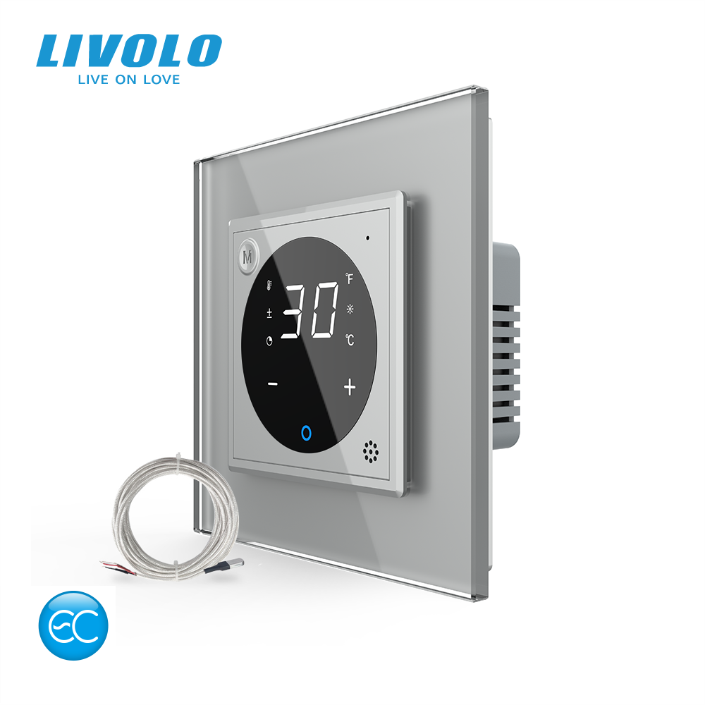 Розумний Wi-Fi терморегулятор (термостат) сенсорний програмований для електричної теплої підлоги LIVOLO, сірий скляний (VL-M7FCQ1Z2-2IPS23) Коломия - фото 6