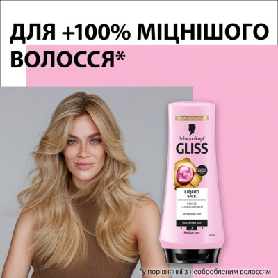 Кондиционер для волос Gliss Liquid Silk Balsam 200 мл (3838824086699) Винница - изображение 3