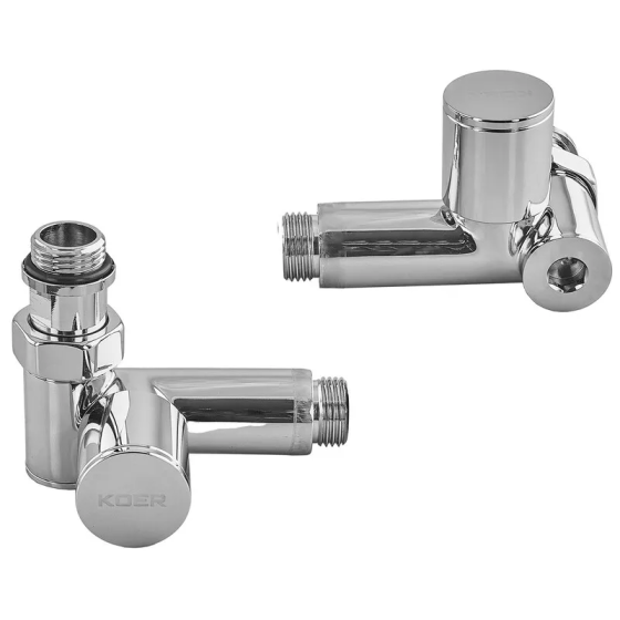 Комплект кранів для рушникосушки кутовий Koer KR.SET.551 - M1/2''xM1/2'' під ТЕН хромований   ( 16299 ) Харьков