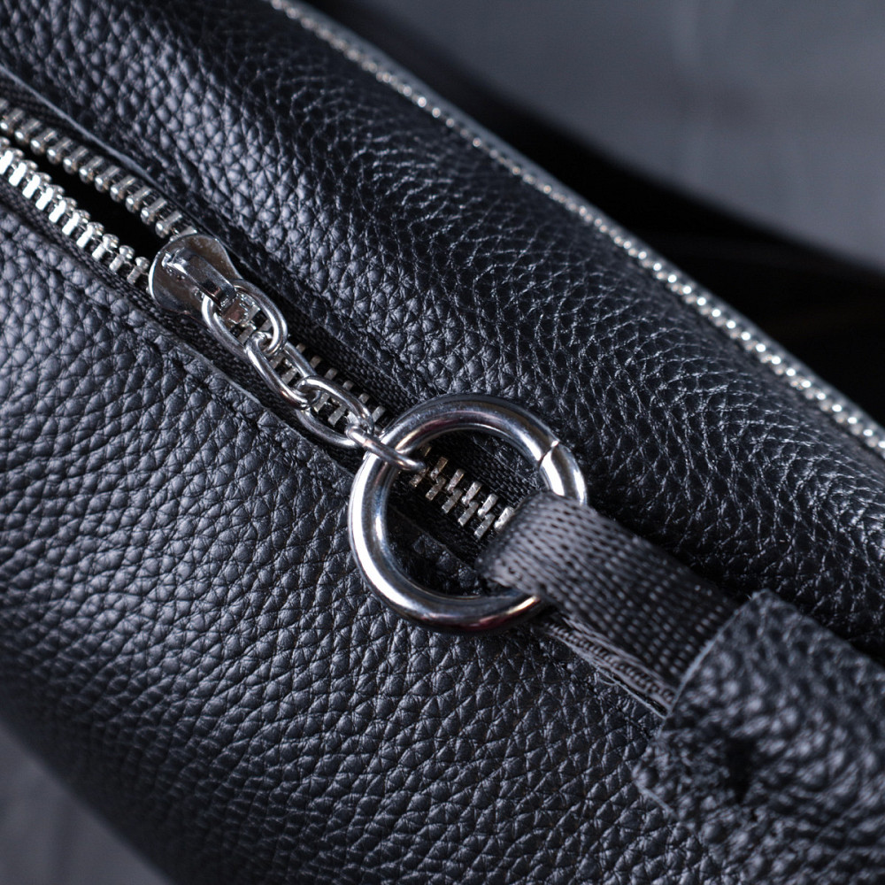 Жіноча сумка із заокругленими краями з натуральної шкіри Vintage 22253 Чорна Київ - фото 9