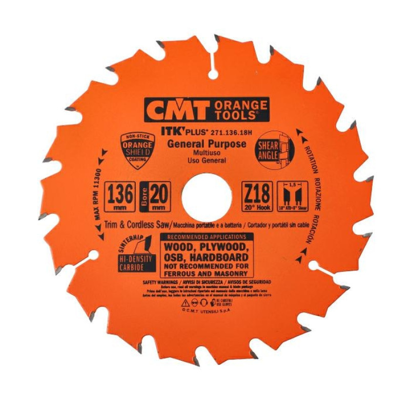 Пильний диск по дереву CMT 136х30х18z К1.5/1.0 (271.136.18H) Одеса - фото 1
