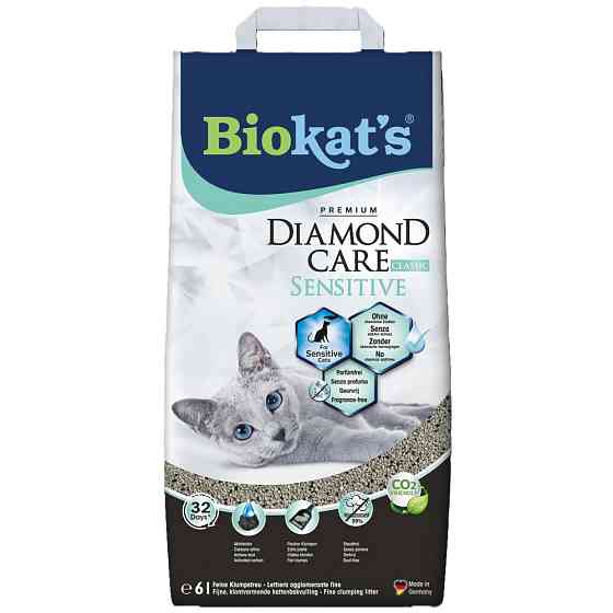 Наполнитель бентонитовый Biokats для кошачьего туалета Dimond Care Sensitive Classic 6л Киев