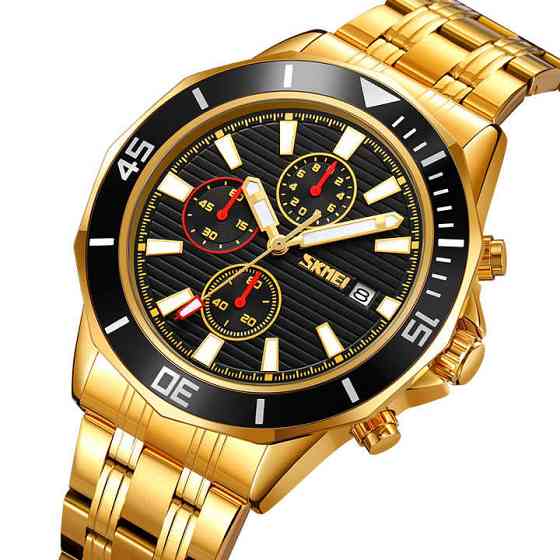 Стильні чорні чоловічі наручні годинники SKMEI 9335GDBK, Класичні чоловічі годинники під костюм OZ-11 Івано-Франківськ