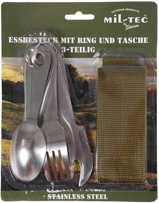Туристичний Набір Столових приладів 3 предмети з чохлом Mil-Tec від Sturm (14624000) Нержавіюча сталь Нововолинськ - фото 10