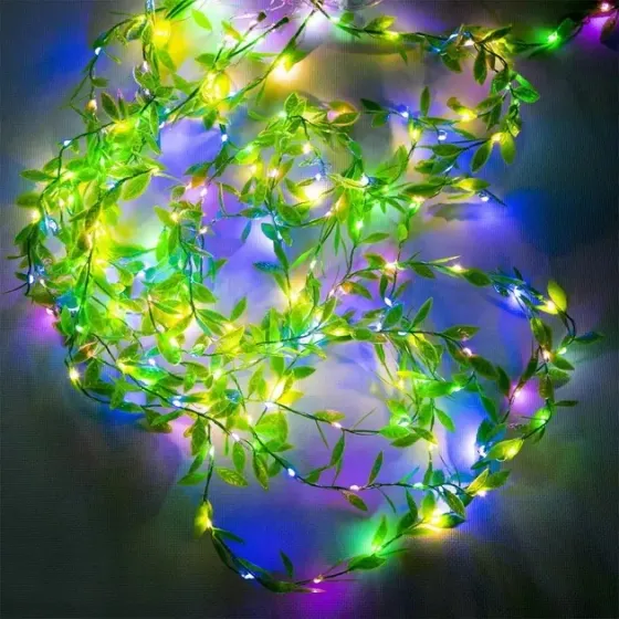 Гирлянда-штора с листочками Curtain Copper SF-55 внутренняя, с прозрачным проводом, 10м Коломия