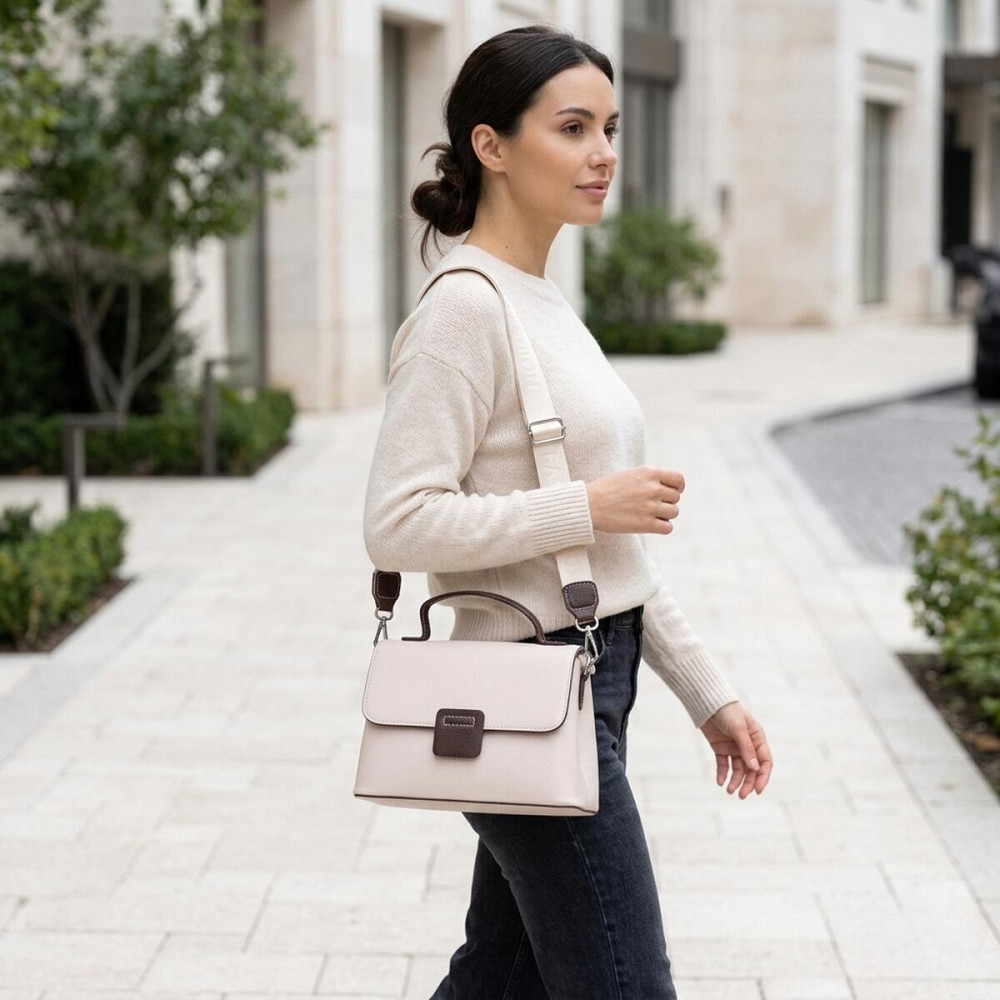 Елегантна сумка сетчел для жінок з натуральної шкіри Vintage 22290 Біла Київ - фото 12