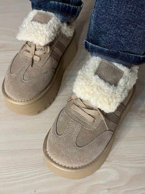 Ботинки женские Hengji 009-3 угги замшевые на меху бежевые, 38, 24 см Киев - изображение 2