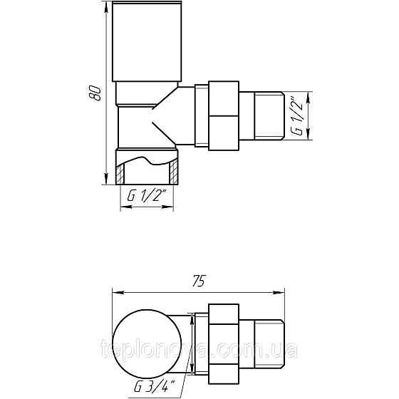 Кран вентильный угловой с американкой SOLOMON 1/2″ CHROM 1845 Черновцы