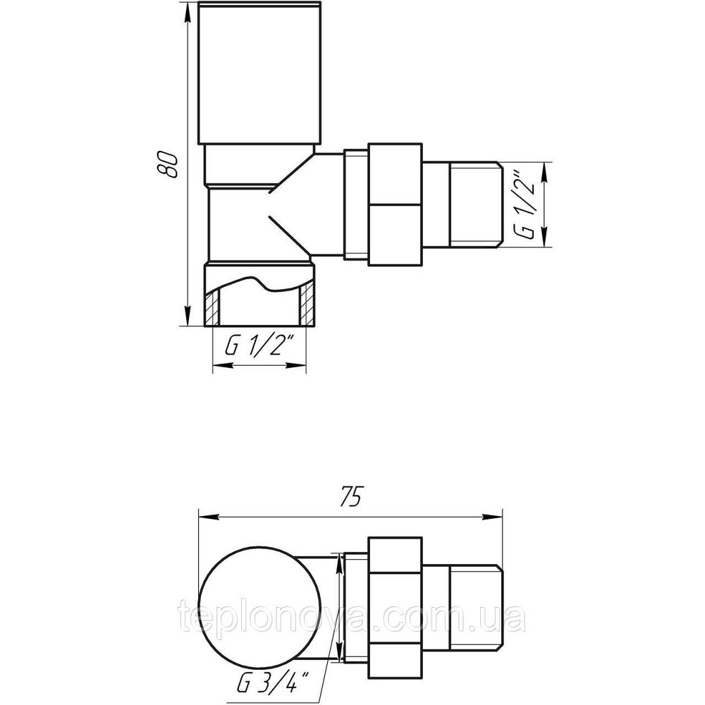 Кран вентильный угловой с американкой SOLOMON 1/2″ CHROM 1845 Черновцы - изображение 6