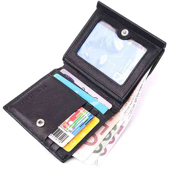 Компактный женский кошелек с монетницей снаружи из натуральной кожи ST Leather 22542 Черный Киев