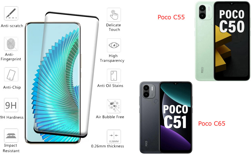 Захисне скло HyperGlass Pro для Poco C55, Poco C65 – максимальна чутливість та захист Київ - фото 2