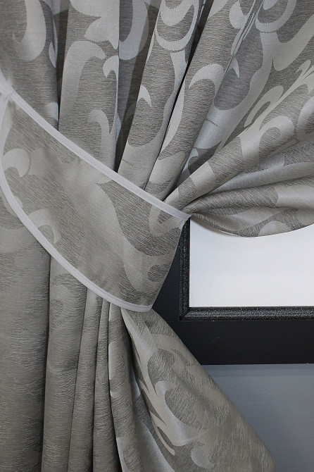 Комплект коротких штор VR-Textil Жаккард Вензель № 293ш Серый 130х170 см 2 шт (35-0017) Киев - изображение 3