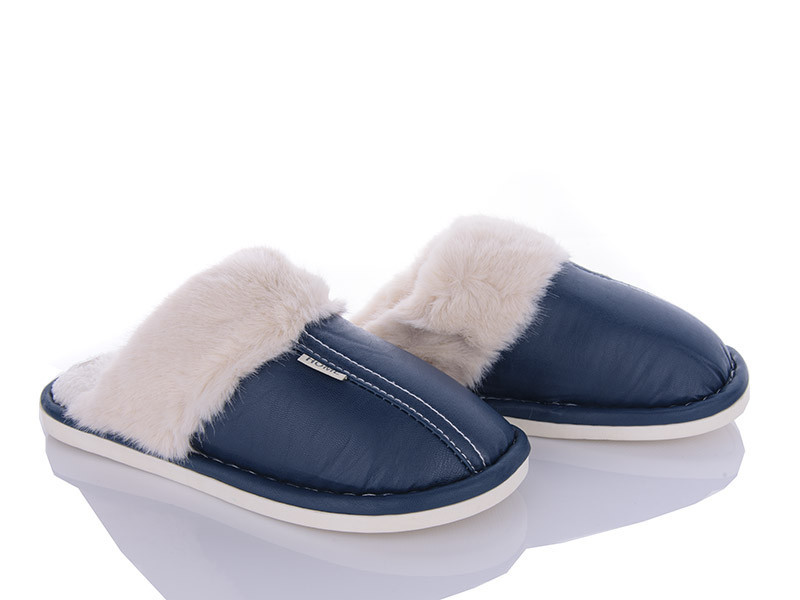 Тапочки мужские теплые с мехом закрытый носок синий Одесса - изображение 3