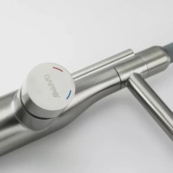 Змішувач для кухні GAPPO G4398-55 з гнучким виливом, 2 режими, сатин/сірий Київ