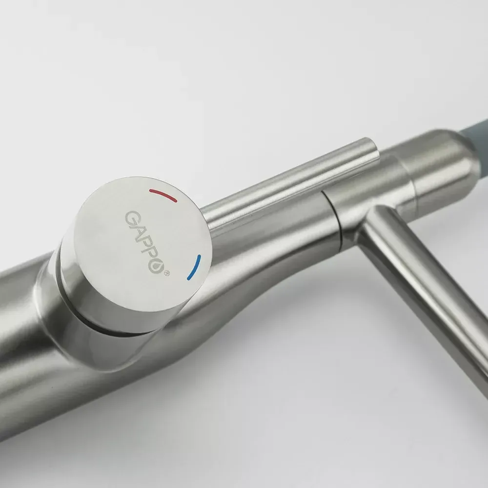 Смеситель для кухни GAPPO G4398-55 с гибким изливом, 2 режима, сатин/серый Киев - изображение 4