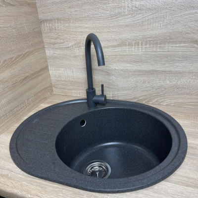 Мойка кухонная Adamant Ovum графіт + змішувач (1824296910413) Винница - изображение 2