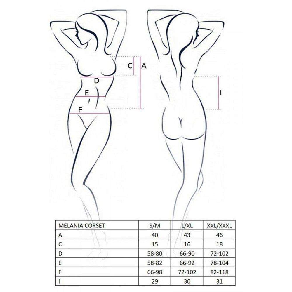 Корсет з пажами Passion MELANIA CORSET XXL/XXXL, black, трусики, напівпрозорий Sex Aura Київ - фото 7