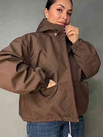 Куртка жіноча YZY 30046 вітрівка оверсайз з капюшоном one size, коричневий, one size Київ
