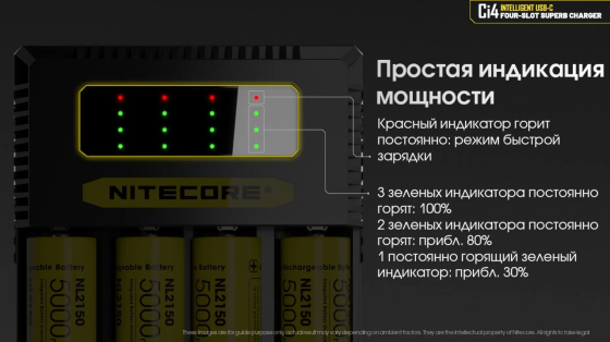 Зарядное устройство для аккумуляторов Nitecore Ci4 (на 4 канала) Винница