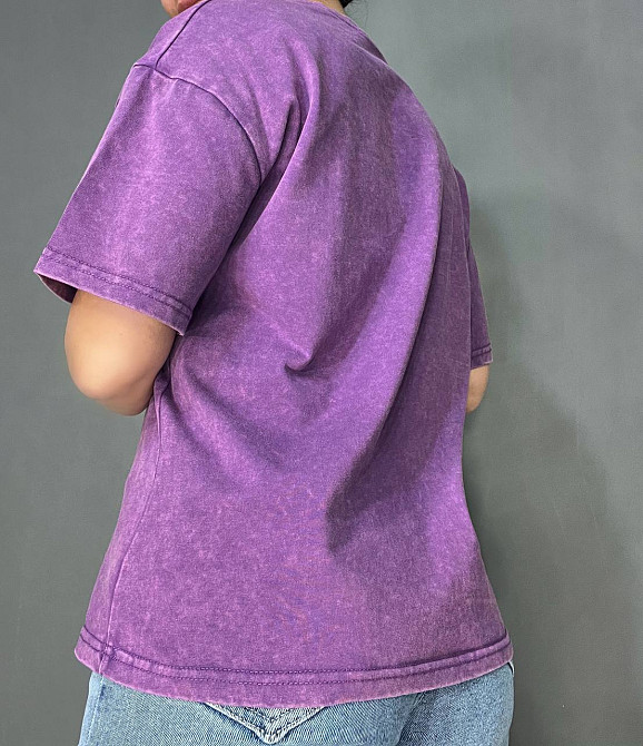 Футболка жіноча A-N 26662 тай-дай варена базова універсальна, фіолетовий, one size Одеса - фото 5