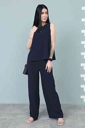 Літній костюм зі штанами палаццо "Stellar" оптом | Норма і батал | Розпродаж моделі Темно-синій, 42-44 Київ